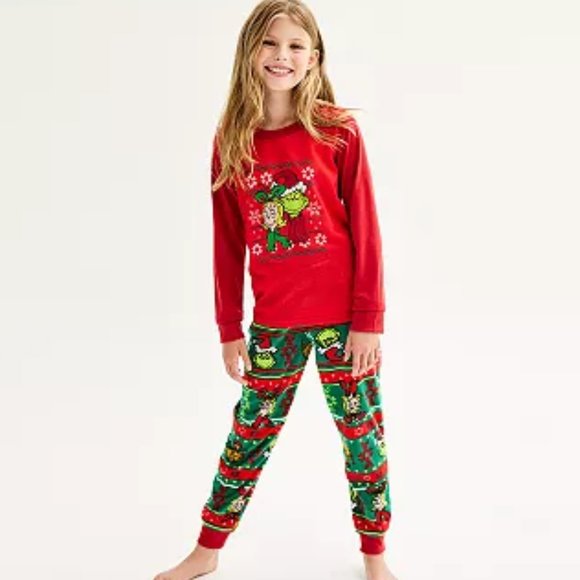Jammies For your Families Girls Top & Bottom Pajama Set - Red & Green - 4 - NWOT - Picture 5 of 5
